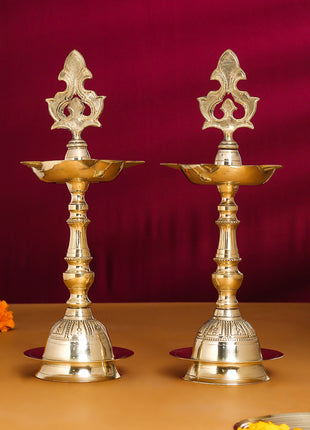 Brass Kashi Patta Samai/Diya Pair (11 Inch)
