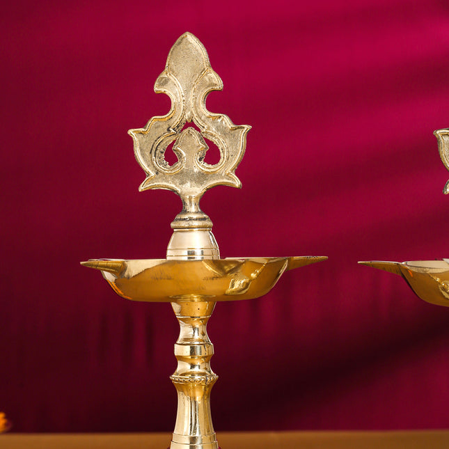 Brass Kashi Patta Samai/Diya Pair (11 Inch)