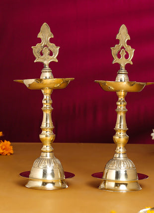 Brass Kashi Patta Samai/Diya Pair (11 Inch)