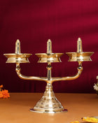 Brass Traditional Triple Diya/Lamp (8.5 Inch)