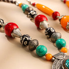 Resin Boho Bead Necklaces with Tribal Silver Pendants