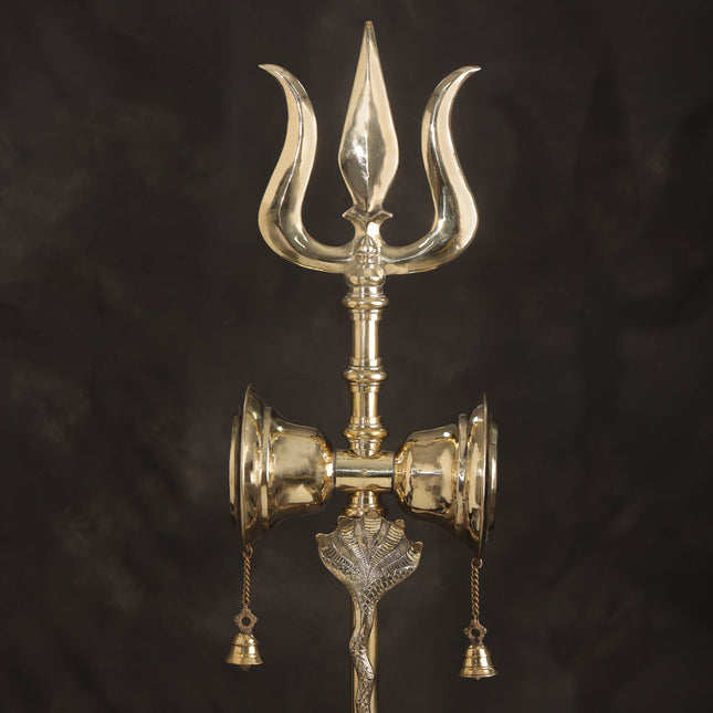 Brass Divya Trishul On Naag with Damru