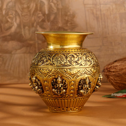 Brass Ashtalakshmi And Dashavatara Kodam/Kalash