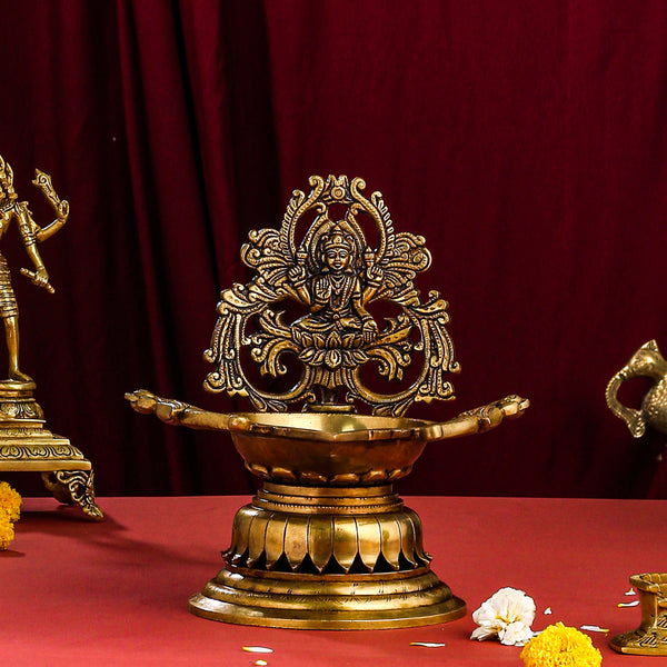 Brass Superfine Lakshmi Diya/Lamp (9.8 Inch)