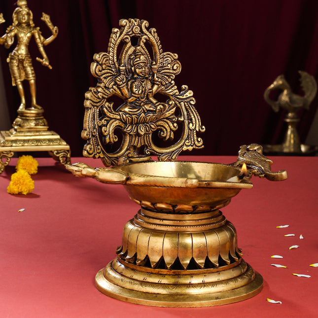 Brass Superfine Lakshmi Diya/Lamp (9.8 Inch)