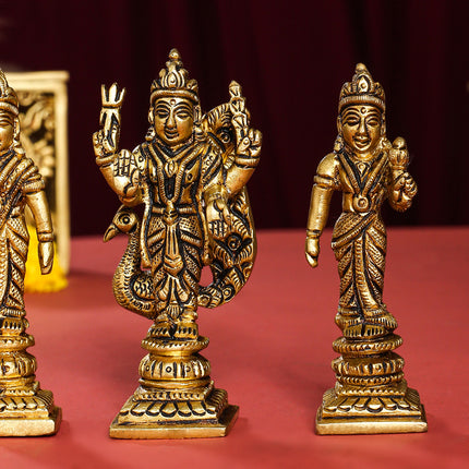 Brass Lord Murugan With Devasena And Valli Idols