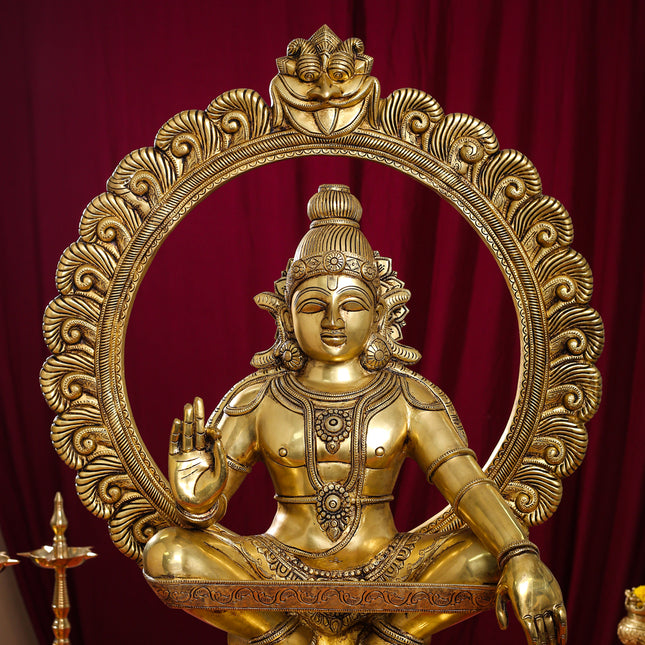 Brass Superfine Lord Frame Ayyappa/Ayyappan Idol (30 Inch)