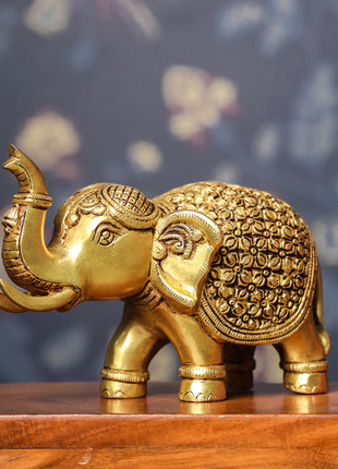 Brass Royal Elephant Statue (6 Inch)