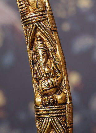 Brass Ganesha Design Elephant Tusk Set (12.5 Inch)