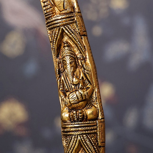 Brass Ganesha Design Elephant Tusk Set (12.5 Inch)