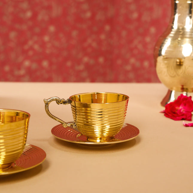 Brass Tea Cups With Saucer Set