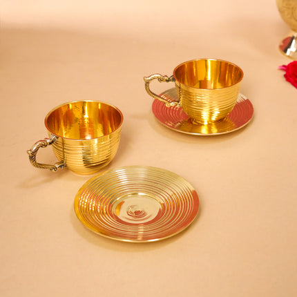 Brass Tea Cups With Saucer Set