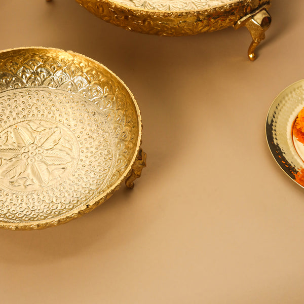 Brass Elephant Piller Urli Bowl
