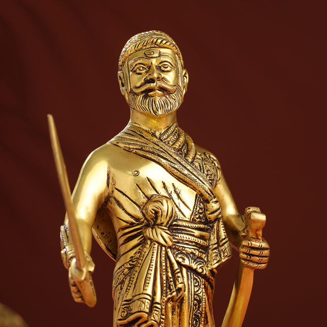 Brass Chatrapati Shivaji Maharaj Idol (12.5 Inch)