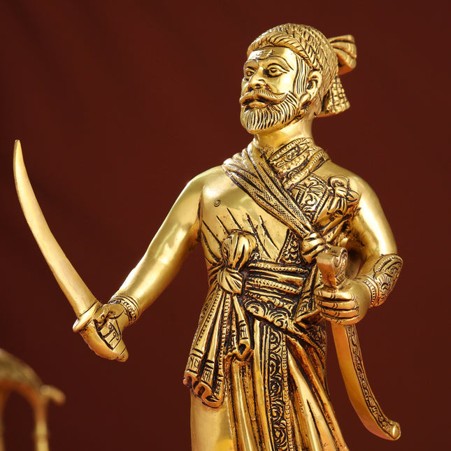 Brass Chatrapati Shivaji Maharaj Idol (12.5 Inch)