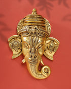 Brass Ganesha Face Wall Hanging (12.5 Inch)