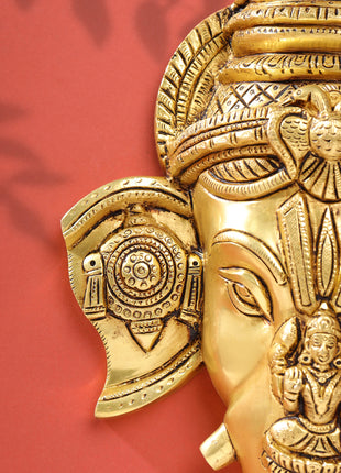 Brass Ganesha Face Wall Hanging (12.5 Inch)