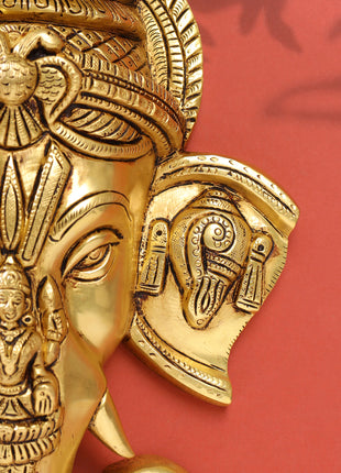 Brass Ganesha Face Wall Hanging (12.5 Inch)