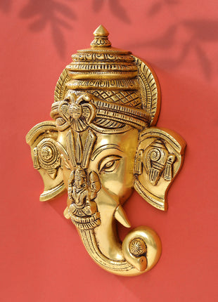 Brass Ganesha Face Wall Hanging (12.5 Inch)