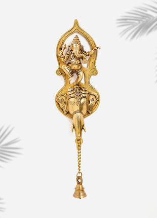 Brass Superfine Dancing Hanging Ganesha With Bell (15 Inch)