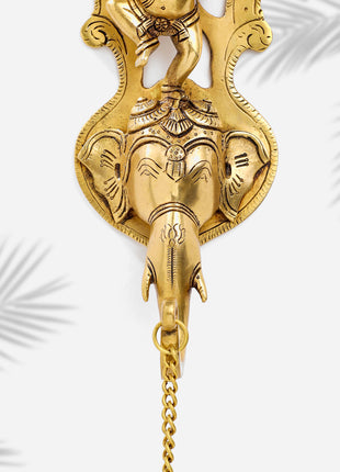 Brass Superfine Dancing Hanging Ganesha With Bell (15 Inch)