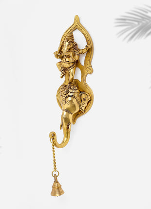 Brass Superfine Dancing Hanging Ganesha With Bell (15 Inch)