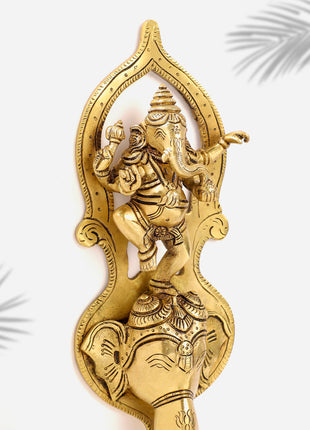 Brass Superfine Dancing Hanging Ganesha With Bell (15 Inch)