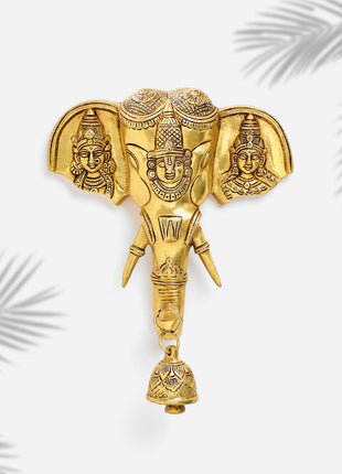 Brass Ganesha With Bell Wall Hanging (11 Inch)