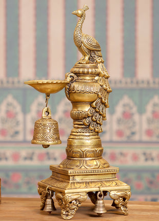 Brass Superfine Majestic Peacock Lamp (19 Inch)