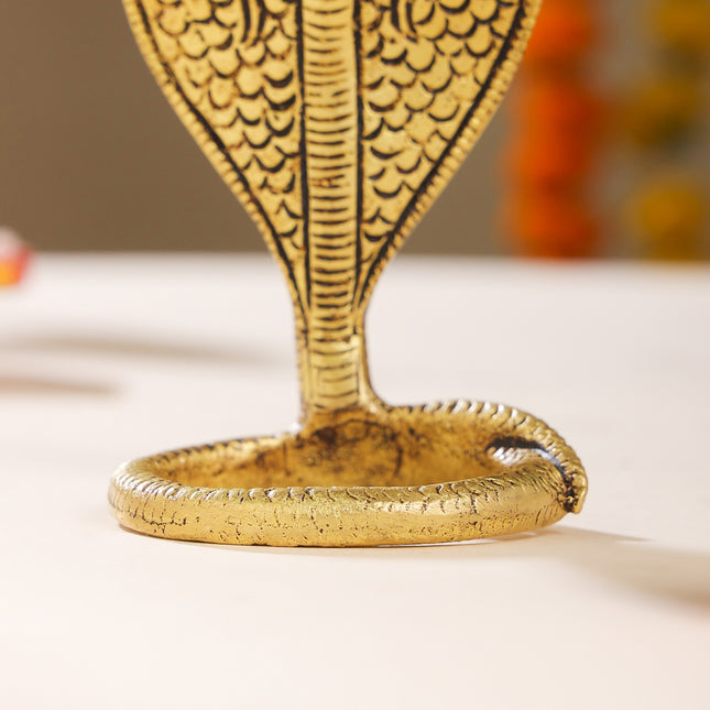 Brass Shivalinga Naaga Figurine (5 Inch)