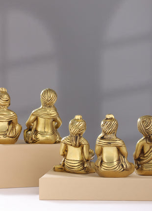 Brass Men Musical Set Of Five (5 Inch)