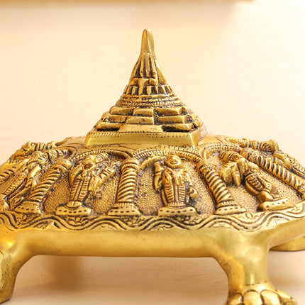Brass Superfine Dashavatara Shree Yantra Tortoise (6 Inch)