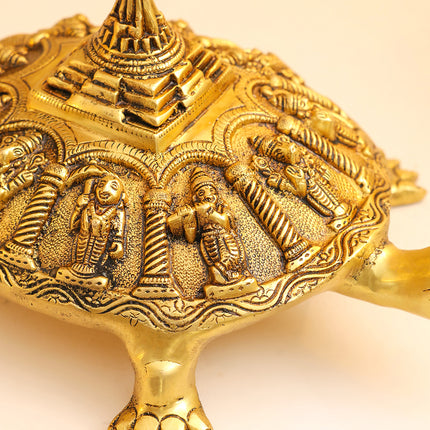 Brass Superfine Dashavatara Shree Yantra Tortoise (6 Inch)