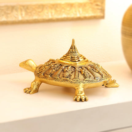 Brass Superfine Dashavatara Shree Yantra Tortoise (6 Inch)