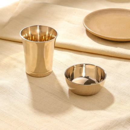 Pure Kansa/Bronze Bowl and Glass Pair