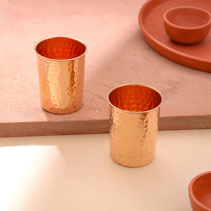 Copper Hammered Glass Pair (4 Inch)