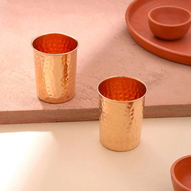 Copper Hammered Glass Pair (4 Inch)