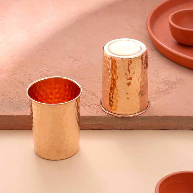 Copper Hammered Glass - Set of 2 (4 Inch)