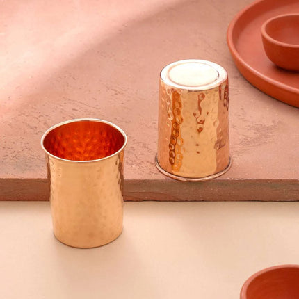 Copper Hammered Glass Pair (4 Inch)