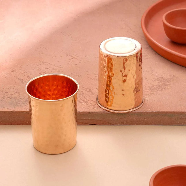 Copper Hammered Glass Pair (4 Inch)