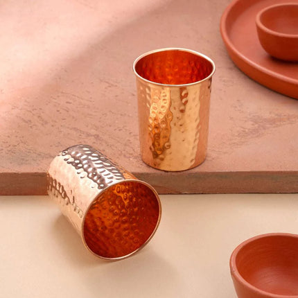 Copper Hammered Glass Pair (4 Inch)
