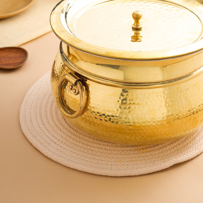 Brass Hammered Handi with Lid