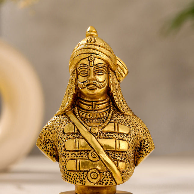 Brass Maharana Pratap Bust Statue (5.5 INCH)
