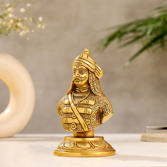 Brass Maharana Pratap Bust Statue (5.5 INCH)