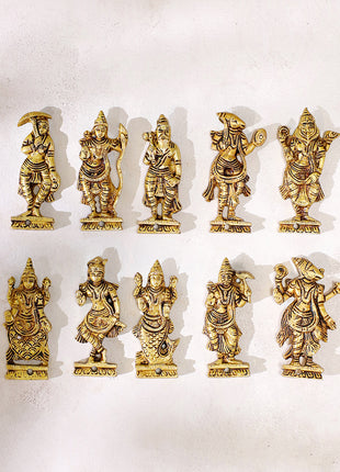 Brass Dashavatar Wall Hanging – Set of 10 Avatars of Lord Vishnu