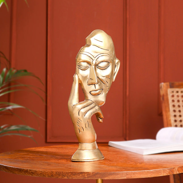 Brass Thinking Face Statue (11.9 Inch)