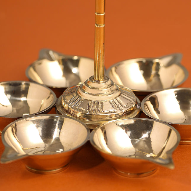 Brass Vel Six Petal Diya (6.6 Inch)