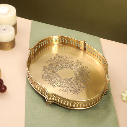 Brass Matt Oval Embossed Tray
