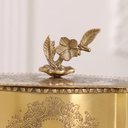 Brass Dry Fruit Box with Floral Lid – Handcrafted Elegance