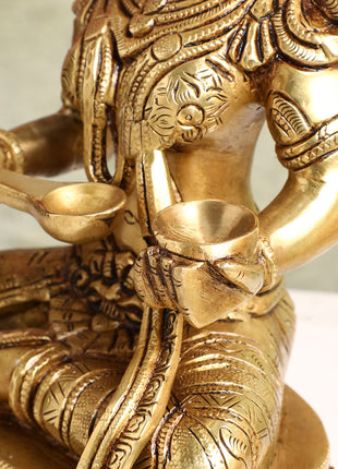 Brass Goddess Annapurna Idol – Bestower of Nourishment & Prosperity (10.5 Inch)